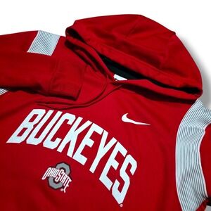 Nike Ohio State Buckeyes Hoodie Mens Large Red Long Sleeve Pullover Therma Fit